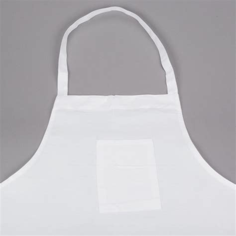 Chef Revival White Poly Cotton Customizable Bib Apron With 1 Pocket