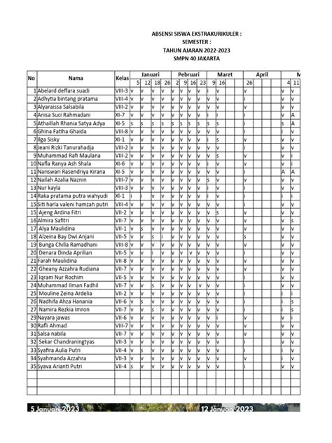 Absensi Ekskul Pdf