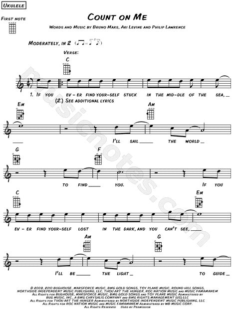 Bruno Mars "Count on Me" Sheet Music (Leadsheet) in C Major - Download ...