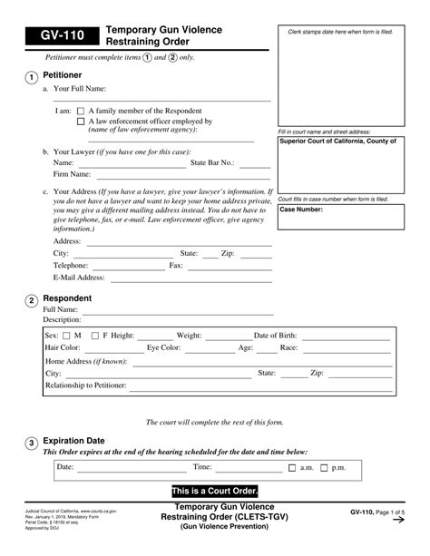 Printable Restraining Order