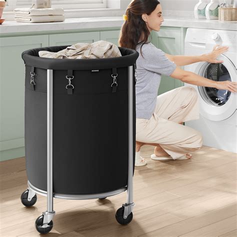 SONGMICS 29Gal Metal Storage Laundry Basket With Lockable Wheels And