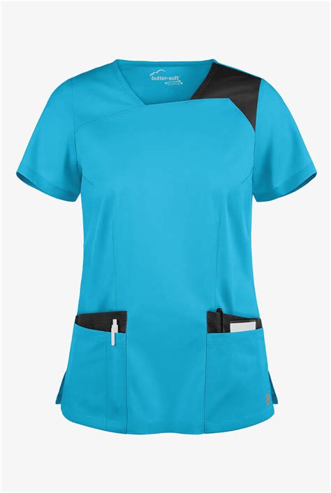 Ua Butter Soft Stretch Asymmetrical Neckline Scrub Top Stretch Scrubs