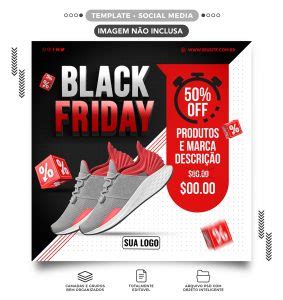 Produtos 50 Off Black Friday Loja de Tênis Social Media PSD Editável