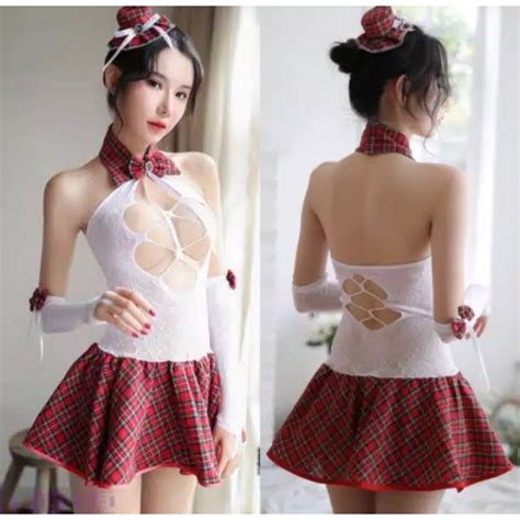 Jual Bb Costume Student Murid Seragam Sekolah Bodystocking Dress Lingerie Seksi Kostum Hitam