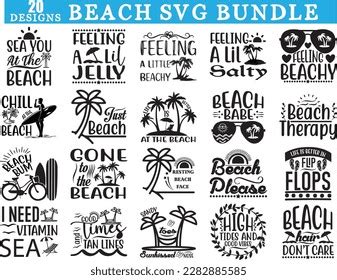 Beach Svg Bundle Summer Svg Bundle Stock Vector Royalty Free