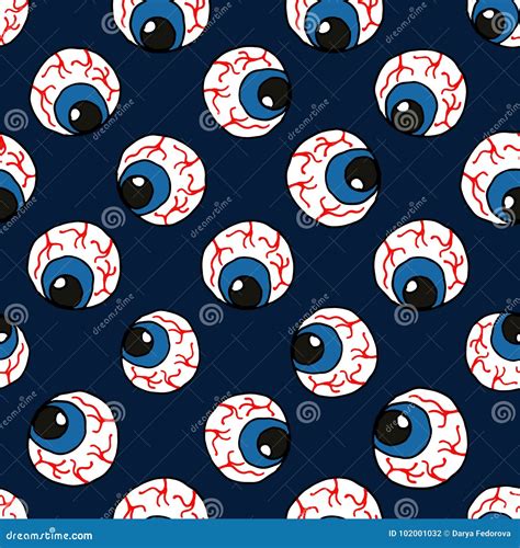 Vector Seamless Pattern with Blue Eyes. Scary Eye Pattern for the ...