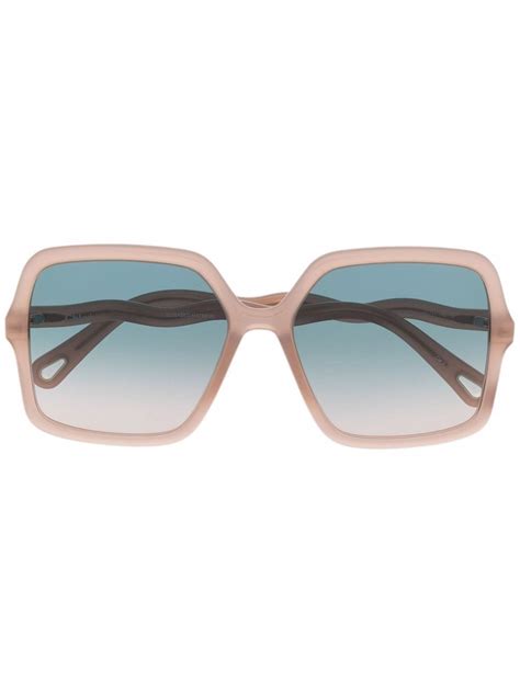 Chloé Eyewear Zelie Square Frame Sunglasses Neutrals Farfetch