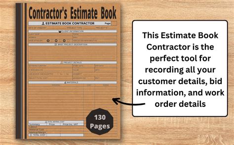 Estimate Book Contractor Job Estimate Quote Record Client Contact And