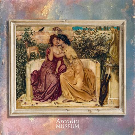 Sappho And Erinna In A Garden At Mytilene Lesbian Kiss Art Print Sapphic Poster Wlw Subtle