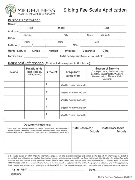 Fillable Online Sliding Fee Scale Income Worksheet Fax Email Print