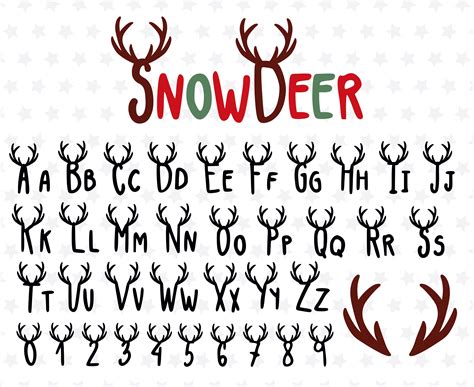 Reindeer Font Christmas Font Letters With Antler Christmas Etsy