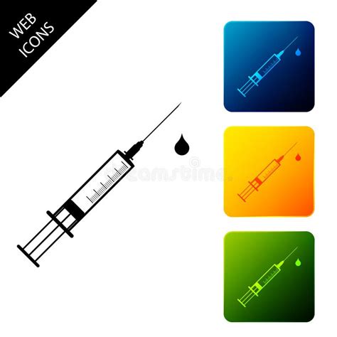 Jeringa M Dica Con Aguja E Icono De Gota Aislada En Fondo Blanco Signo