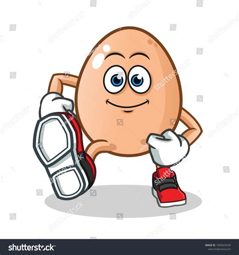 Egg Walking Mascot Vector Cartoon Illustration Royalty Free Stock