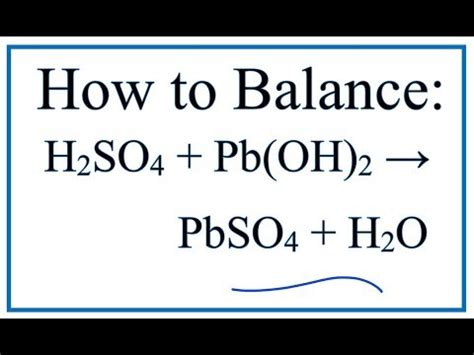 How To Balance H So Pb Oh Pbso H O Youtube