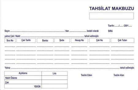 Tahsilat Makbuzu Örneği Nedir SON YAZI