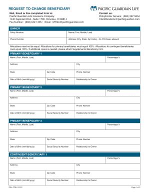 Fillable Online Beneficiary Change Request Form Fax Email Print Pdffiller