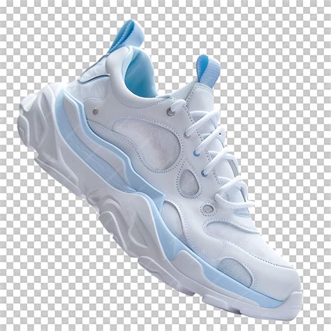 premium psd white sneaker  light blue accents  transparent