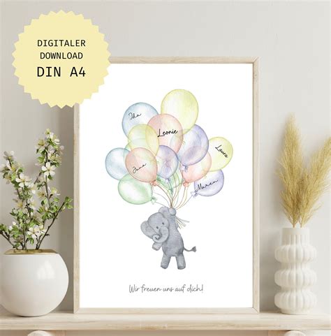 G Stebild Babyparty Ballons Zum Beschriften Elefant Junge M Dchen