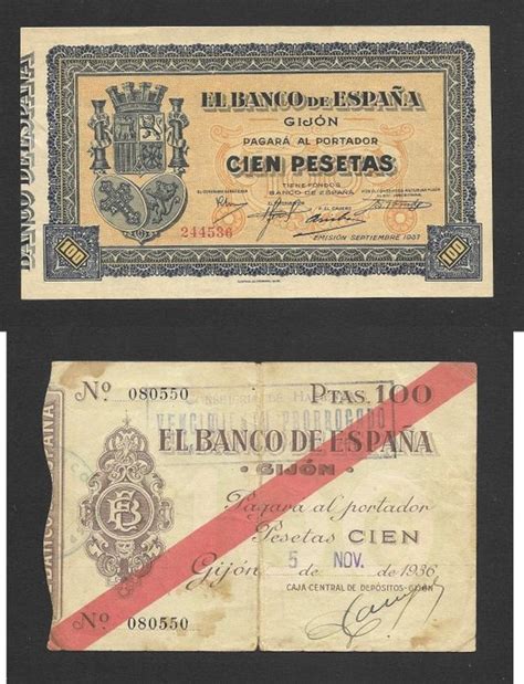 Spain 2 X 100 Pesetas 1936 1937 Catawiki