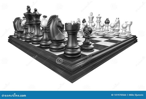 Échiquier Avec Toutes Les Pièces D échecs 3D Illustration Stock