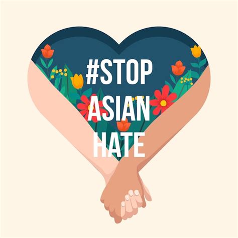 Free Vector Flat Stop Asian Hate Concept Illustrated