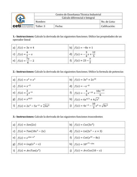 PDF Taller 2 5 Calculo PDF fileCENTRO DE ENSEÑANZA TÉCNICA