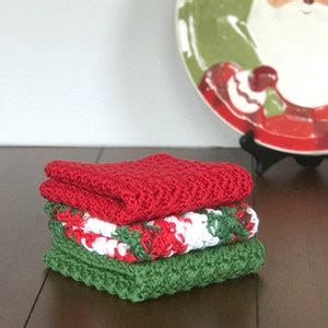 Christmas Kitchen Towels Crochet Dishcloth Set Christmas Dishtowels ...