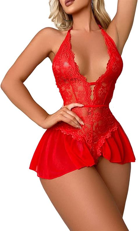 Babydoll Lingerie For Women Floral Open Crotchless Teddy Nightie Lace Bodysuit EBay