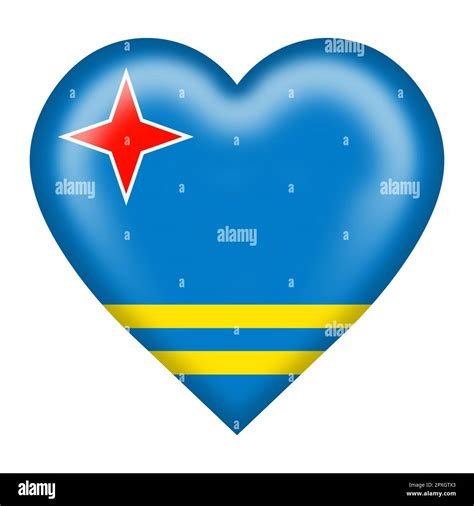 An Aruba Flag Heart Button Isolated On White With Clipping Path 3d