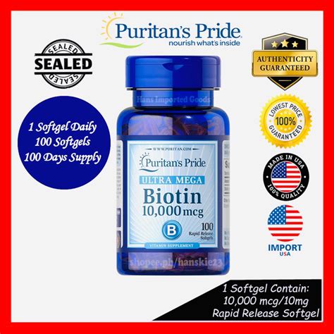 ON HAND SEALED Guaranteed Original Puritan S Pride Biotin Ultra Mega