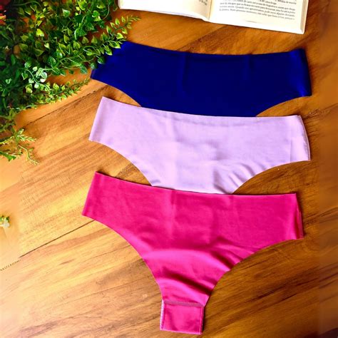 Kit Calcinha Sem Costura Corte a Laser Lisa Cós Alto Lingerie Conforto Lingerie Shopee Brasil