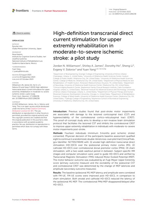 PDF High Definition Transcranial Direct Current Stimulation For Upper