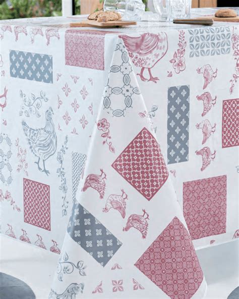 Nappe Toile Cirée Basse Cour Gris Rouge Tissus et Nappes Westeel