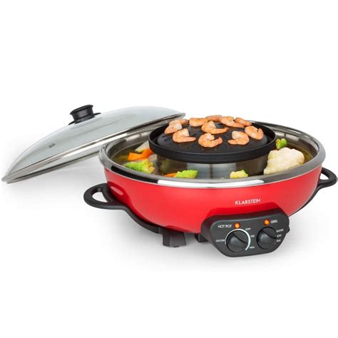 Pentola Per Hot Pot Elettrica Rossa Con Griglia Centrale Cuchina
