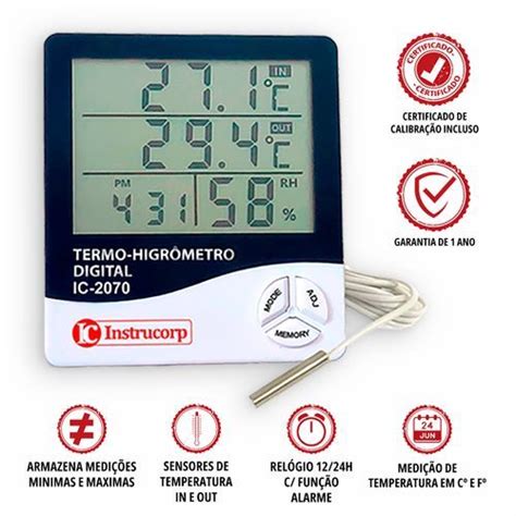 Termo Higrometro Medidor Temperatura Digital Sensor Externo E