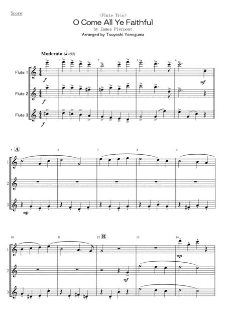 O Come All Ye Faithful Arr Tsuyoshi Yoroiguma By James Pierpont