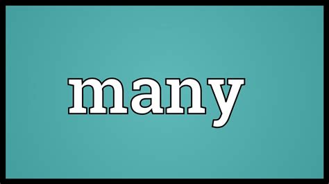 Many Meaning - YouTube