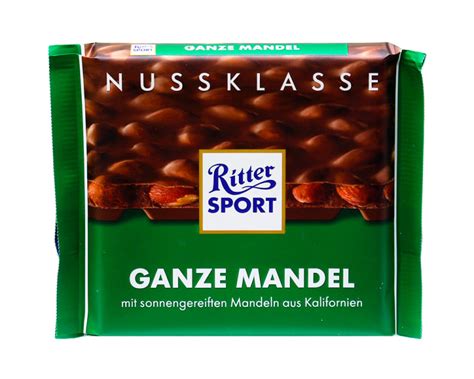 Шоколад молочный с цельным миндалем Ritter Sport Ganze Mandel, 100 г