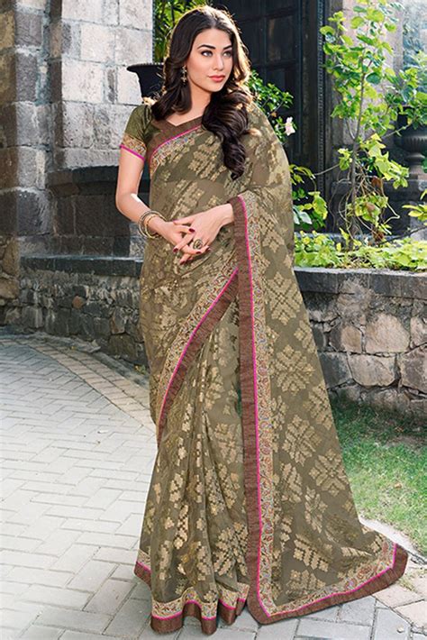 Mehandi Brasso Sarees At Best Price In Surat By Online Sarees Shopping