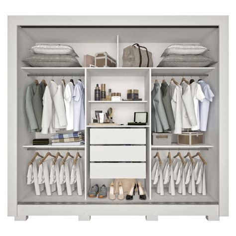 Guarda Roupa Casal Cannes 3 Portas 3 Gavetas Branco Neve Imop Móveis