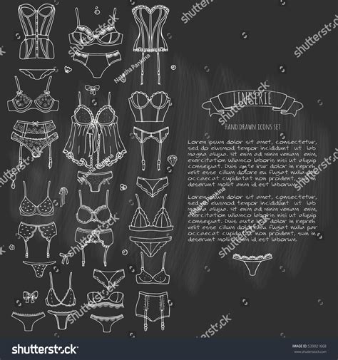 Hand Drawn Doodle Lingerie Icon Set Stock Vector Royalty Free