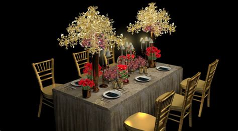 Wedding Table And Centerpiece 3d Model By Corinthian100