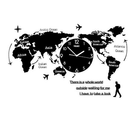 Modern Design Large World Map Clock World Map Wall Large Wall Clock