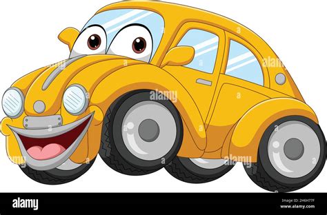 Smiling yellow car cartoon on white background Stock Vector Image & Art ...