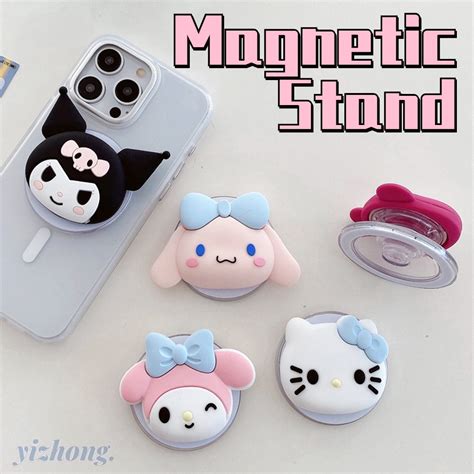 Magnetic Attraction Phone Holder Kickstand Girly Cartoon Melody Kuromi