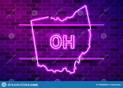 Ohio US State Glowing Purple Neon Lamp Sign Stock Vector Illustration