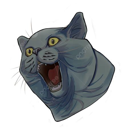 Screaming Gray Cat Paint Animal Gray Paint Png Transparent Clipart