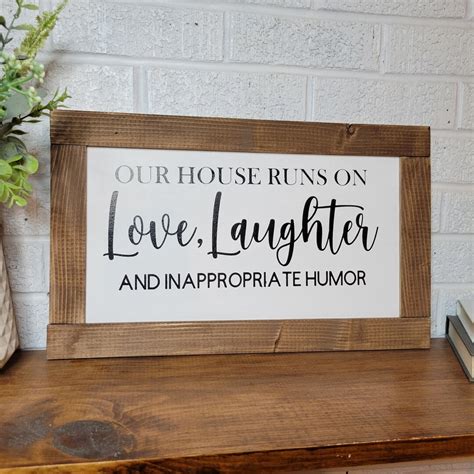 Funny Home Decor Sign, Home Decor Sign, Love and Laughter, Sign for ...