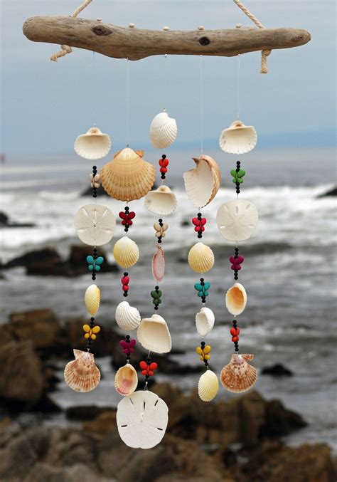 Driftwood Seashell Wind Chimes Handmade Sea Shell Wind Etsy