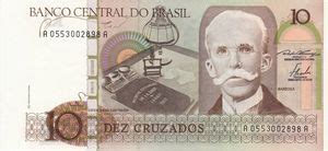 Billete De Banco 10 Cruzados Brasil 1986 1988 ND Issue Wor P 209ax